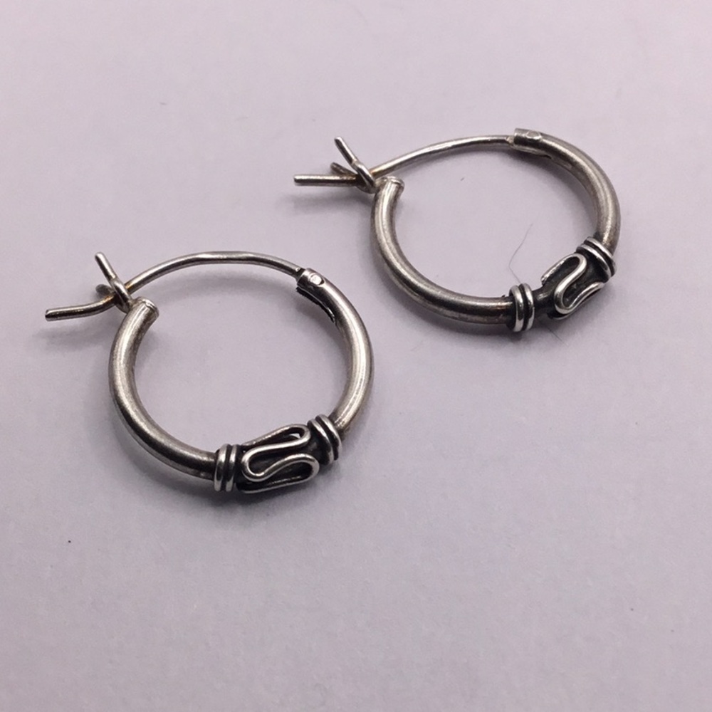 HAN 925 Sterling Silver Roped Hoop Earrings Wire Wrapped